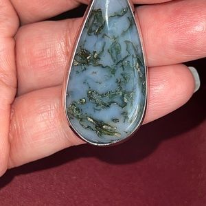 Moss Agate Tear Drop Pendant